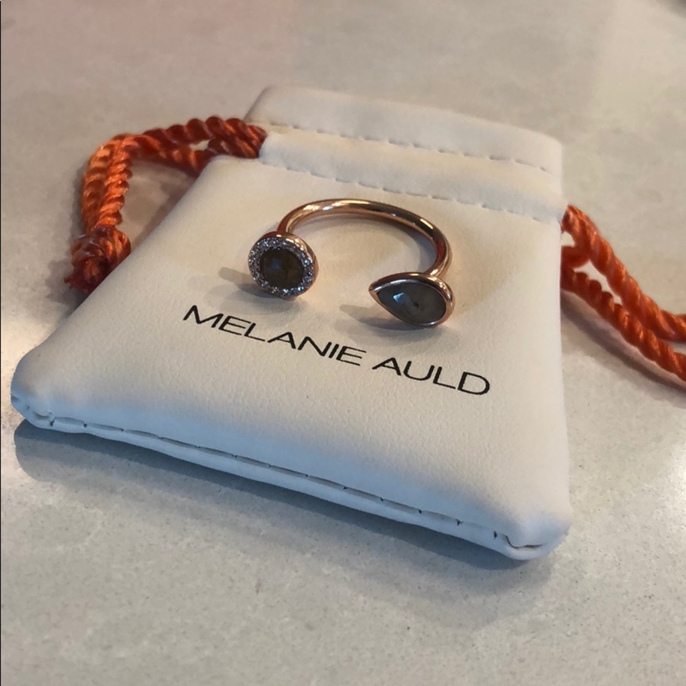 rose gold pave ring with labradorite